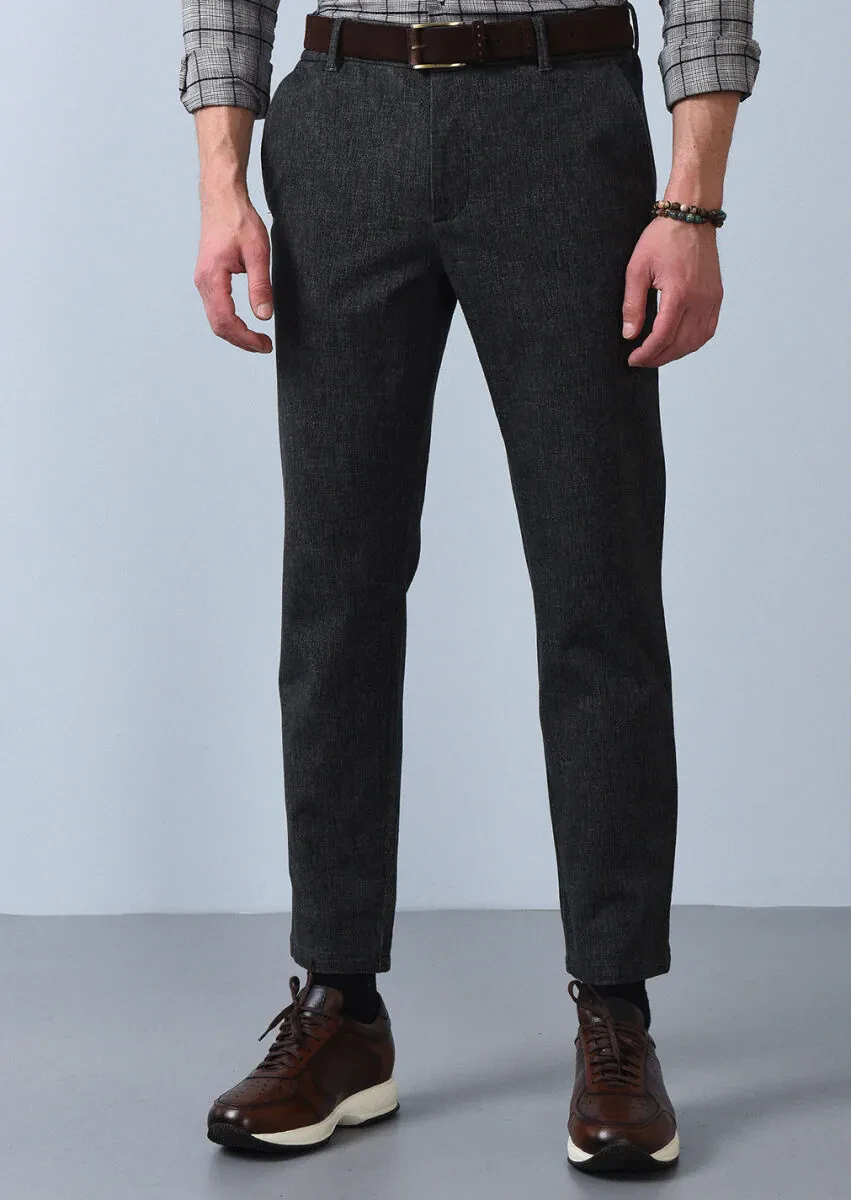 Antrasit Düz Örme Jogging Fit Casual Pamuk Karışımlı Pantolon - 2