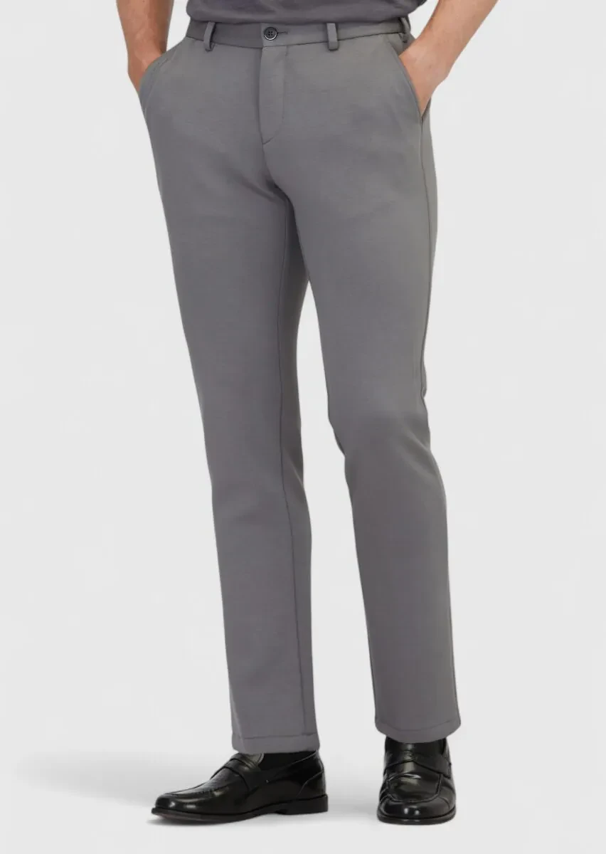 Antrasit Düz Örme Jogging Fit Casual Pantolon - 2