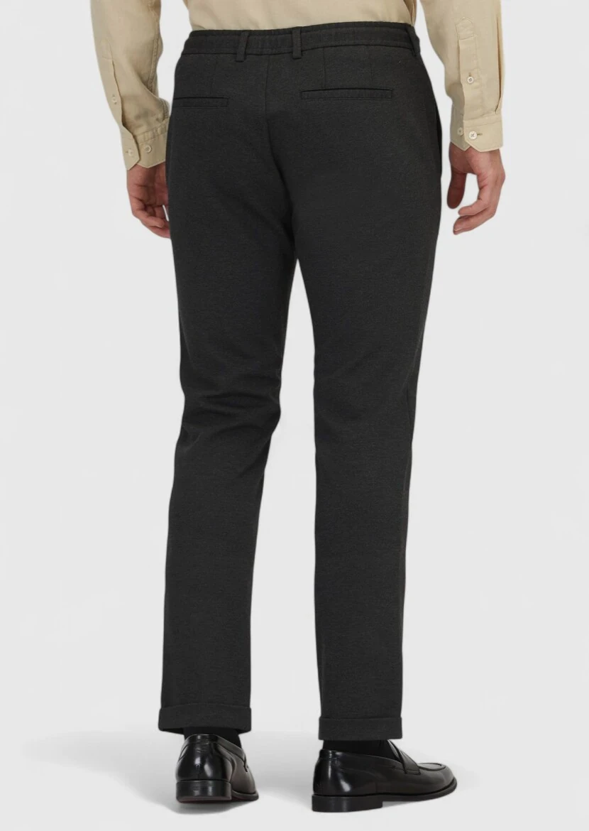 Antrasit Düz Örme Jogging Fit Casual Pantolon - 4