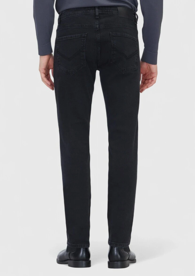 Antrasit Düz Slim Fit Denim Pamuk Karışımlı Pantolon - 5