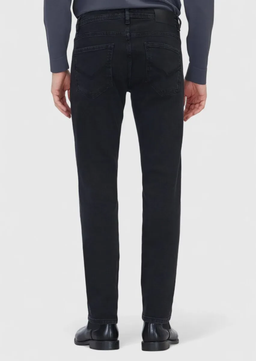 Antrasit Düz Slim Fit Denim Pamuk Karışımlı Pantolon - 5