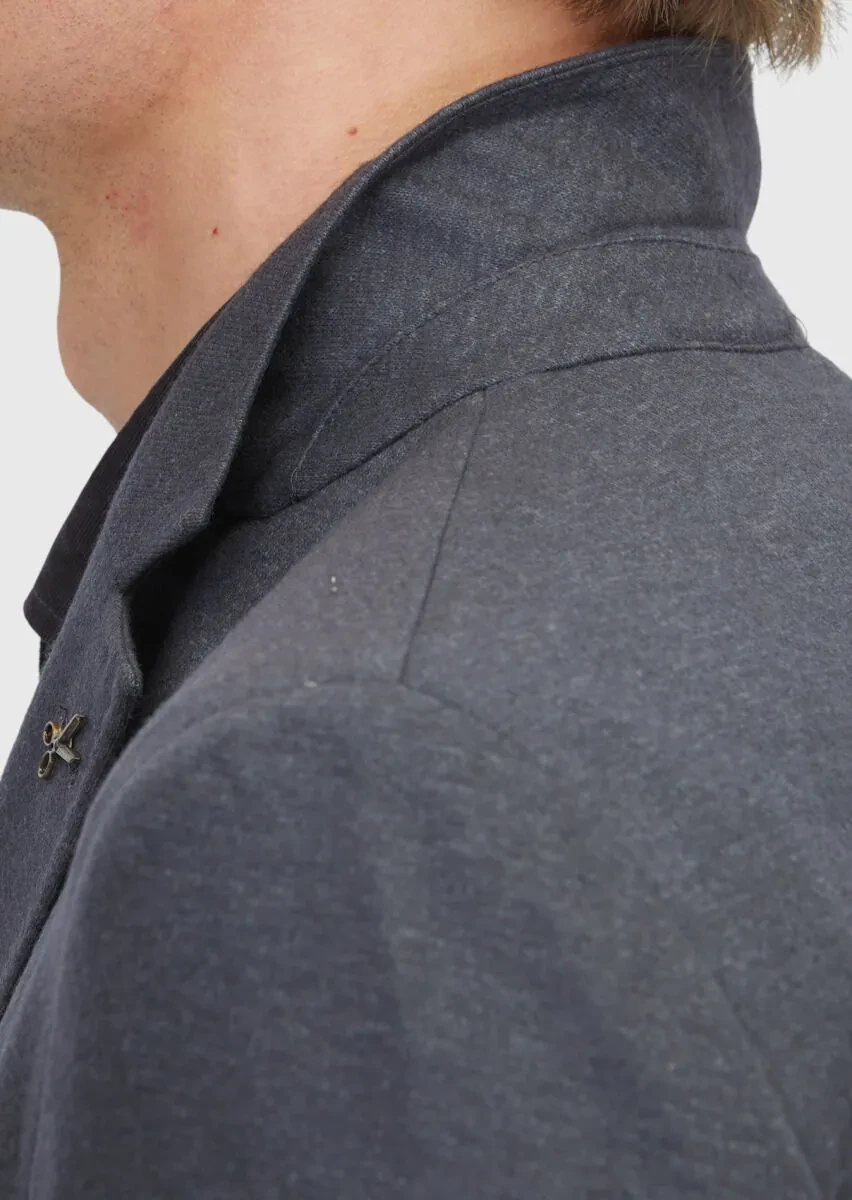 Antrasit Düz Yün Karışımlı Örme Ceket - 5