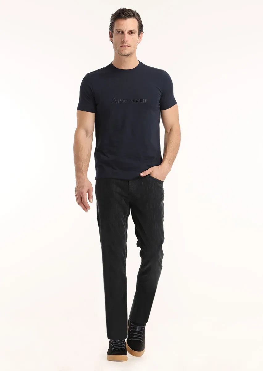 Antrasit Fitilli Dokuma Slim Fit Kadife Casual Pamuk Karışımlı Pantolon - 1