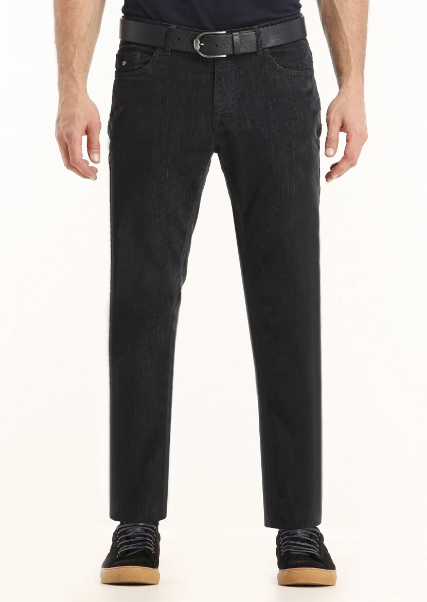 Antrasit Fitilli Dokuma Slim Fit Kadife Casual Pamuk Karışımlı Pantolon 