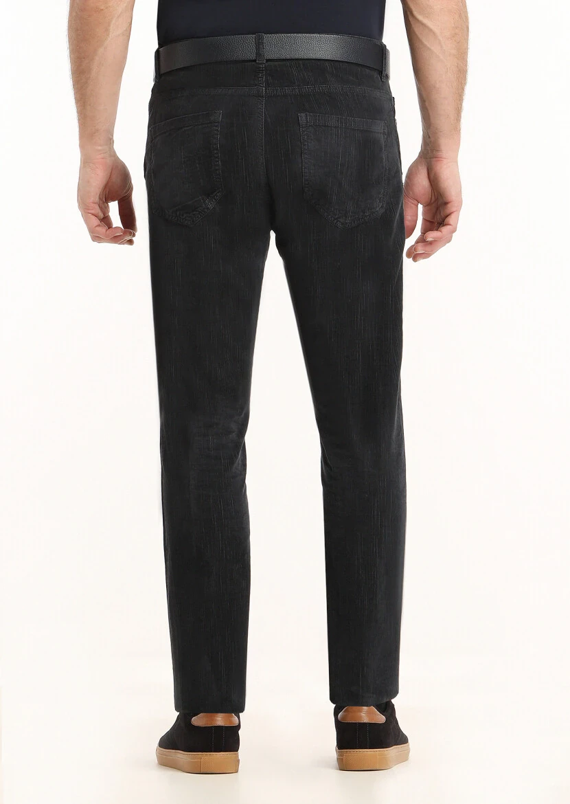 Antrasit Fitilli Dokuma Slim Fit Kadife Casual Pamuk Karışımlı Pantolon - 4