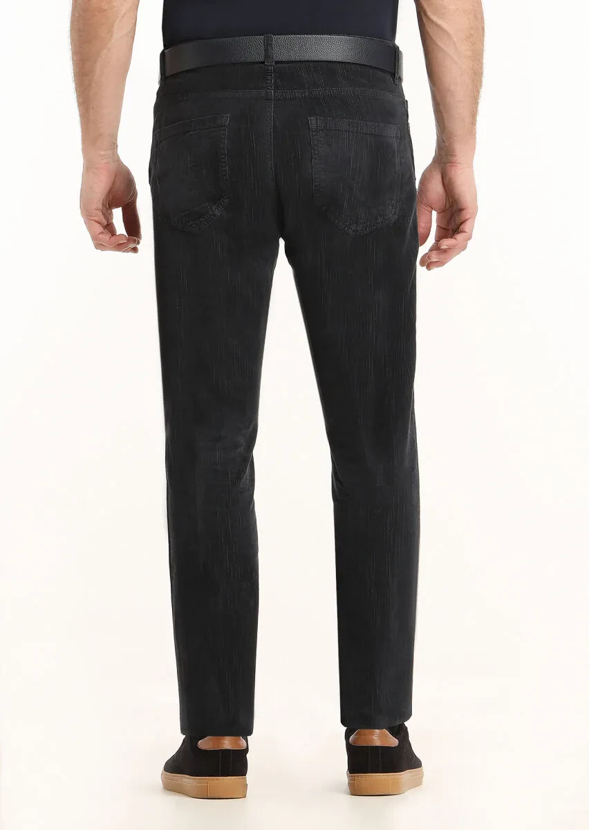 Antrasit Fitilli Dokuma Slim Fit Kadife Casual Pamuk Karışımlı Pantolon - 4
