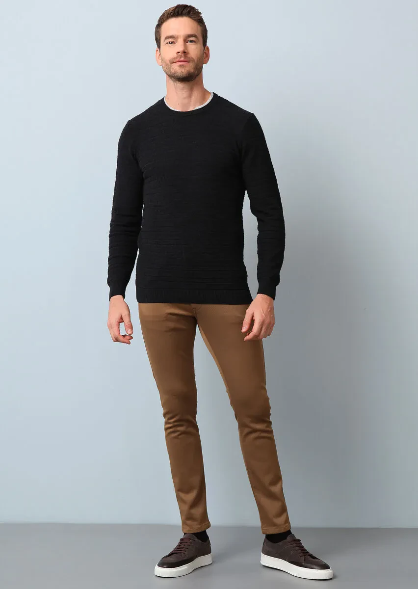 Antrasit Jakarlı Yün Karışımlı Triko Kazak - 3