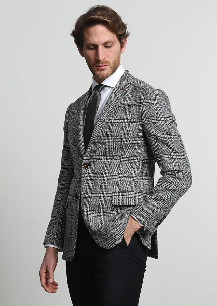 Antrasit Kareli Regular Fit Yün Karışımlı Ceket - 3