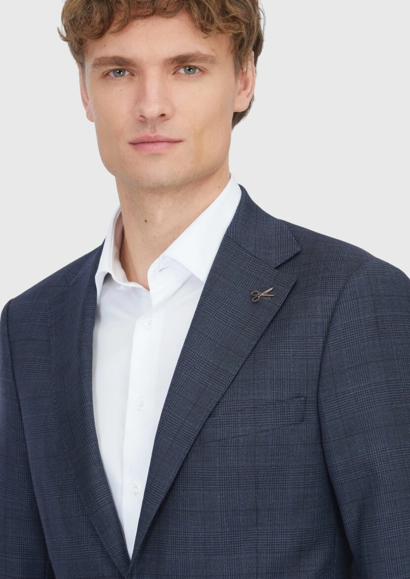 Antrasit Kareli Regular Fit Yün Karışımlı Takım Elbise - 3