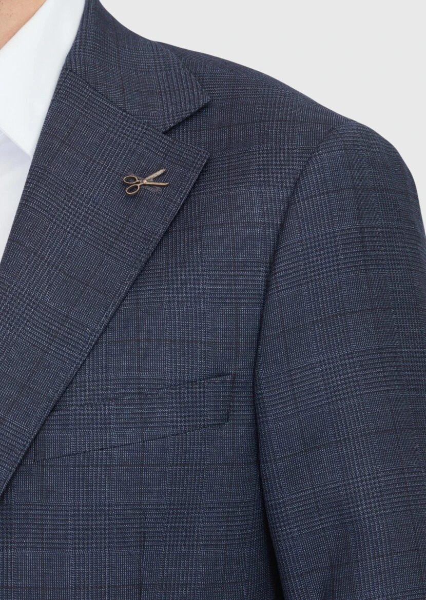 Antrasit Kareli Regular Fit Yün Karışımlı Takım Elbise - 5