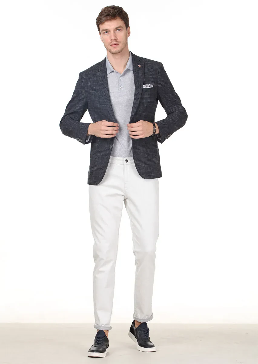 Antrasit Kareli Zeroweight Slim Fit Yün Karışımlı Ceket - 3