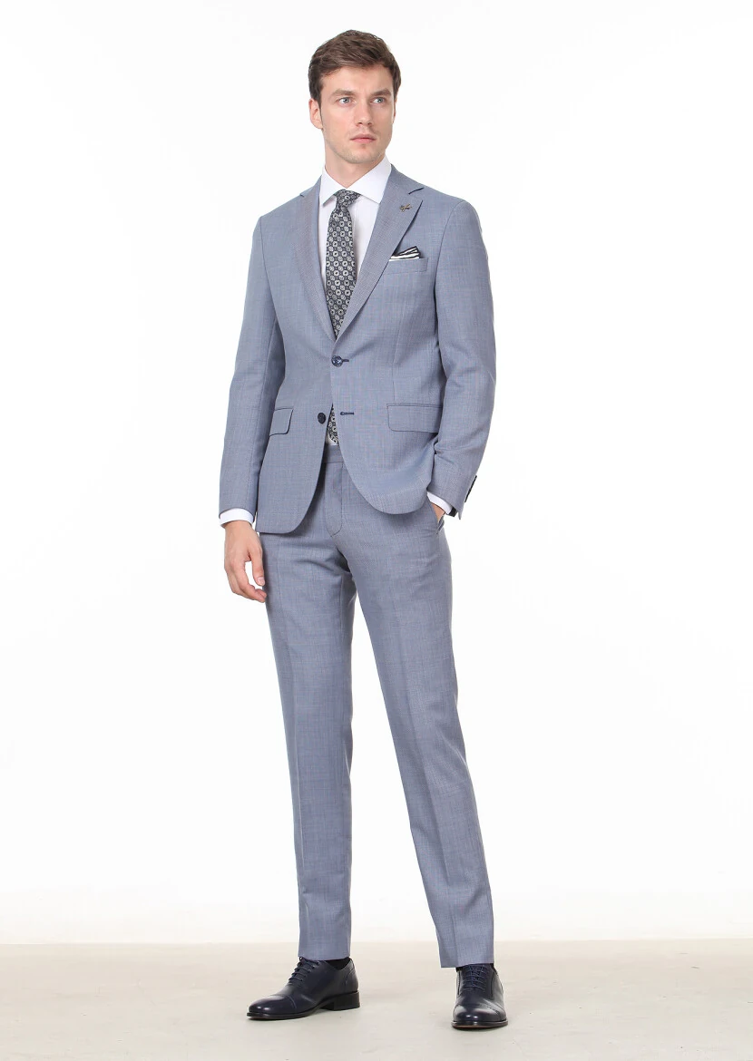 Antrasit Mikro Modern Fit %100 Yün Takım Elbise - 3