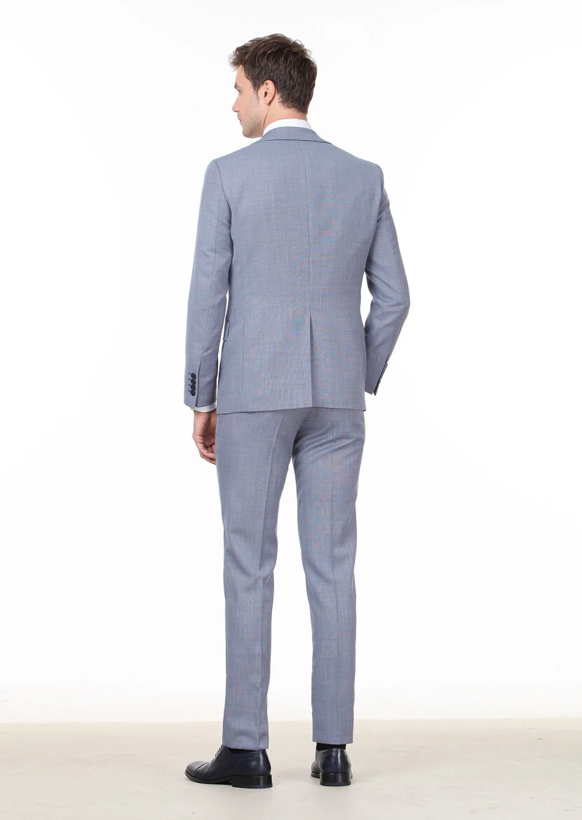 Antrasit Mikro Modern Fit %100 Yün Takım Elbise - 4