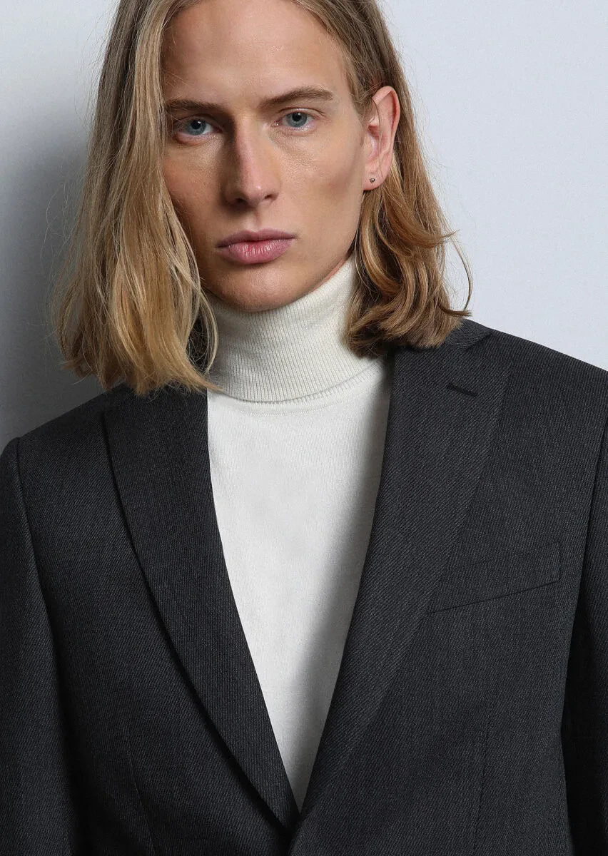 Antrasit Mikro Modern Fit Yün Karışımlı Takım Elbise - 1