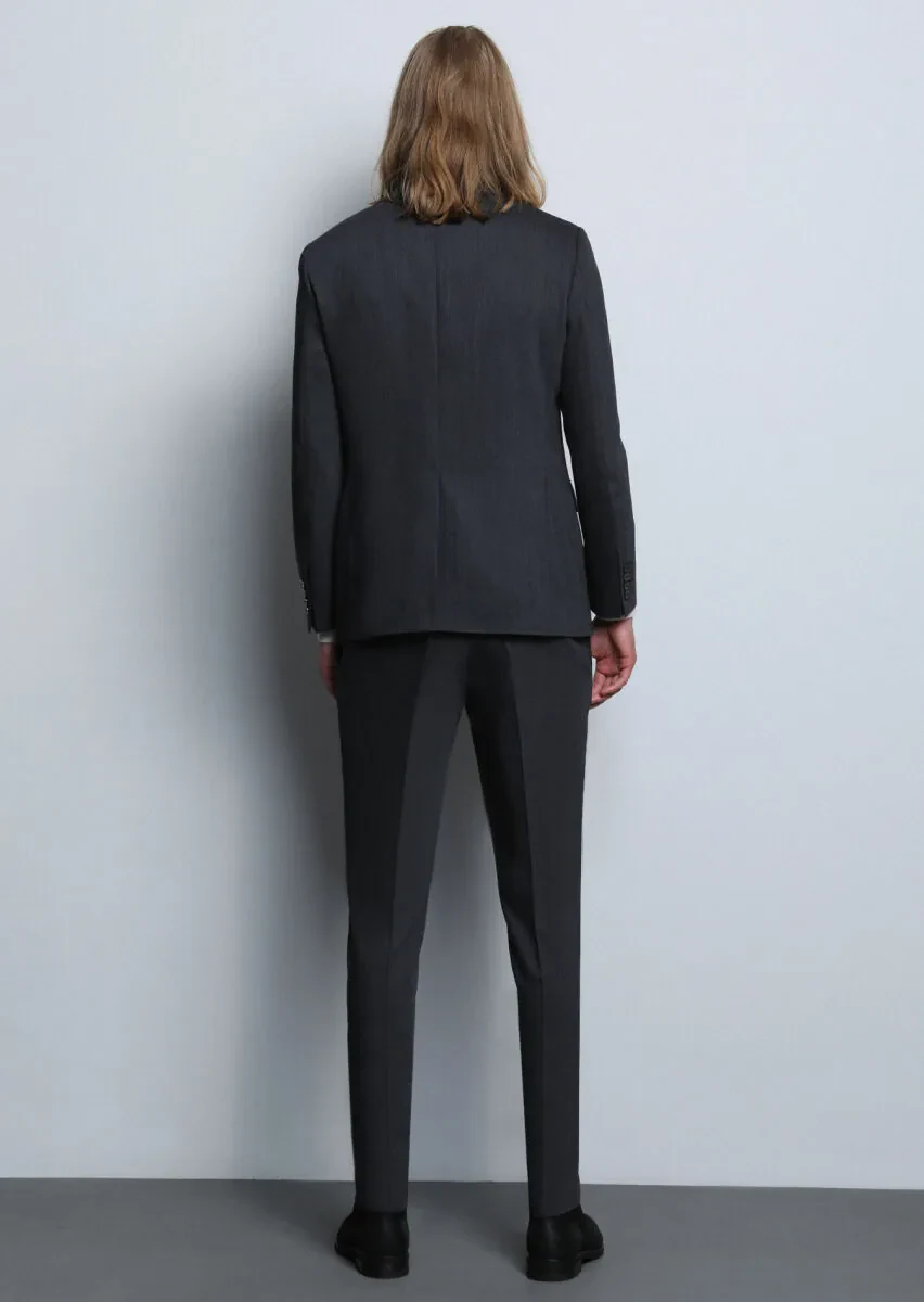 Antrasit Mikro Modern Fit Yün Karışımlı Takım Elbise - 5