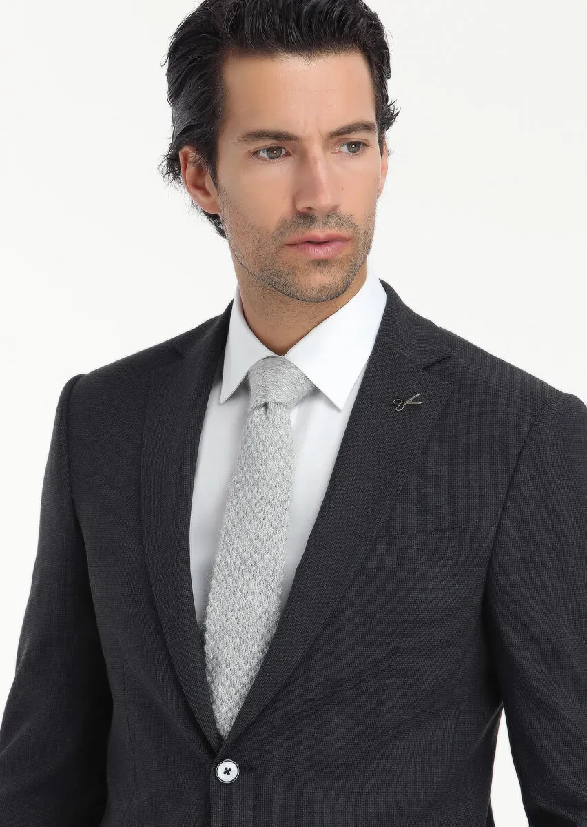 Antrasit Mikro Modern Fit Yün Karışımlı Takım Elbise - 3