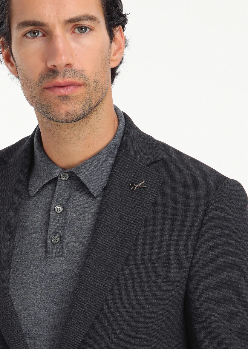 Antrasit Mikro Modern Fit Yün Karışımlı Takım Elbise - 5