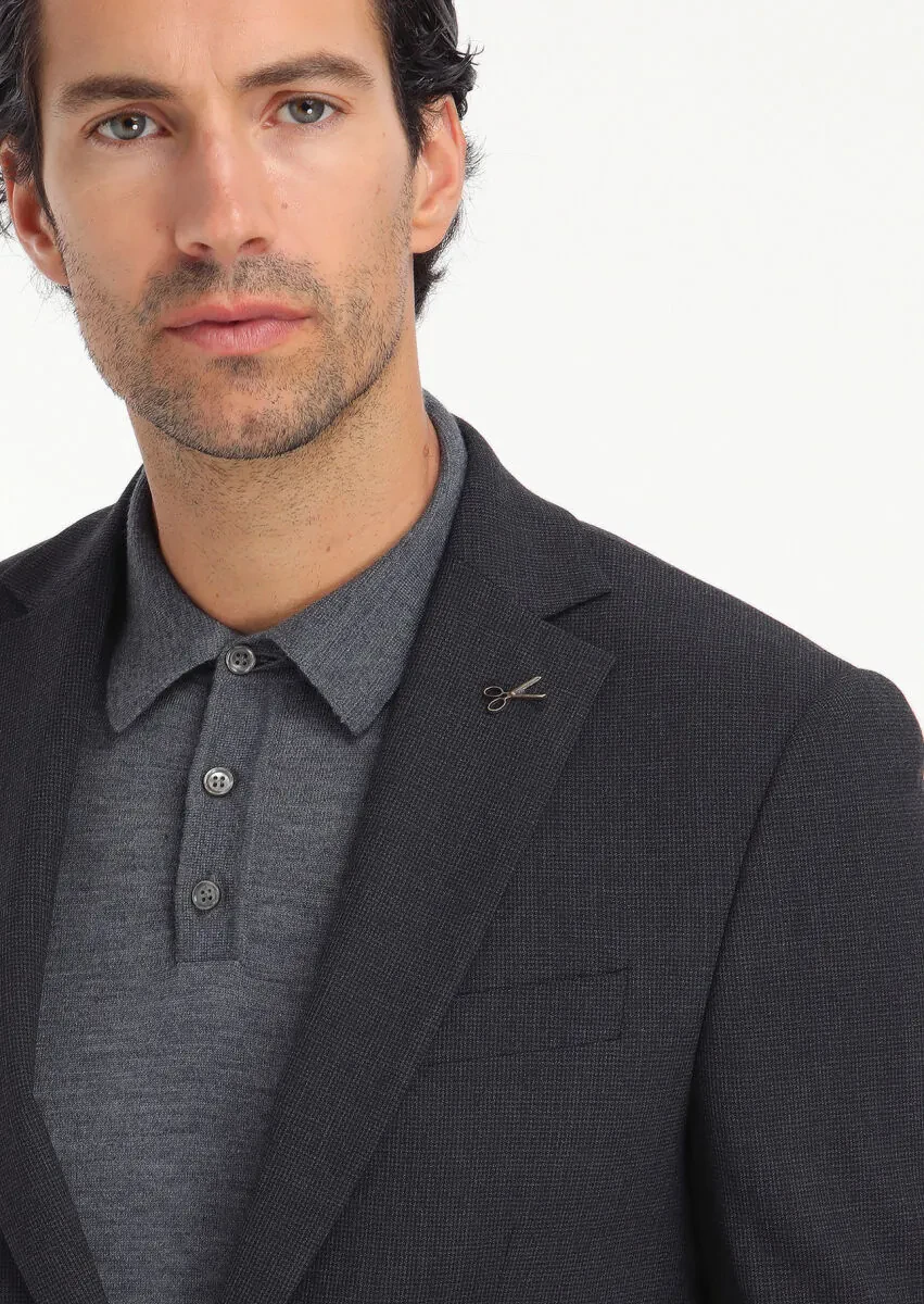 Antrasit Mikro Modern Fit Yün Karışımlı Takım Elbise - 5