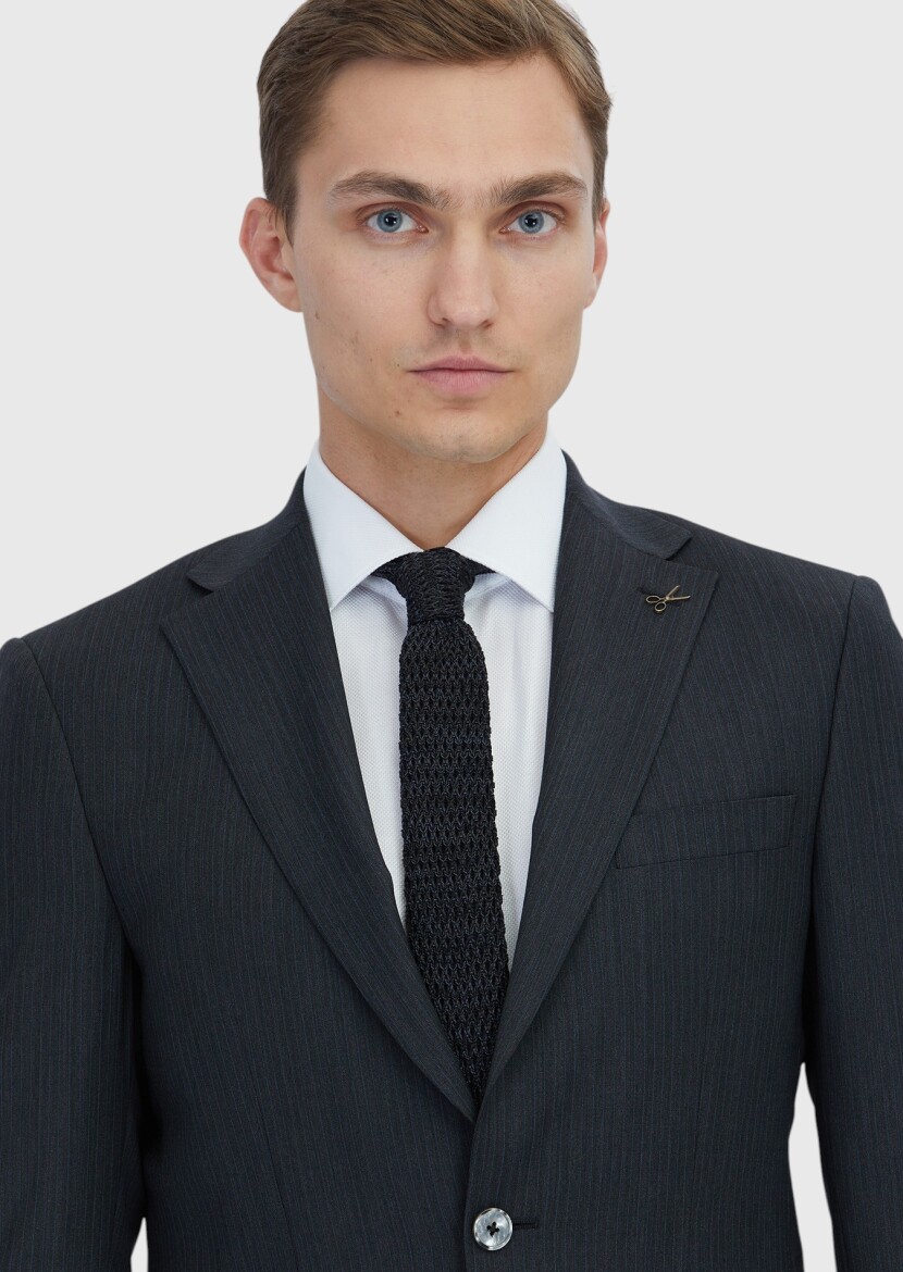 Antrasit Mikro Modern Fit Yün Karışımlı Takım Elbise - 3