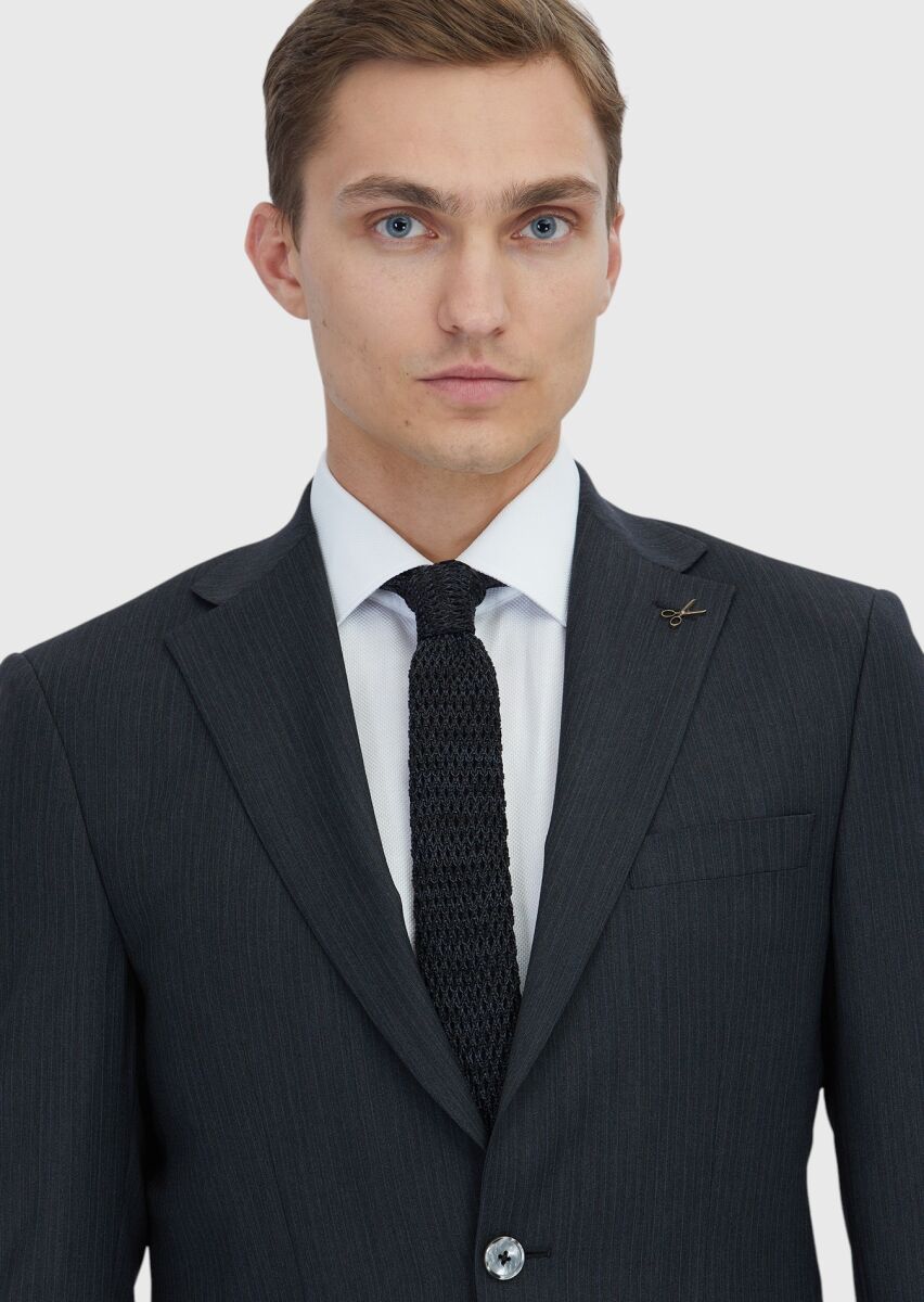 Antrasit Mikro Modern Fit Yün Karışımlı Takım Elbise - 3