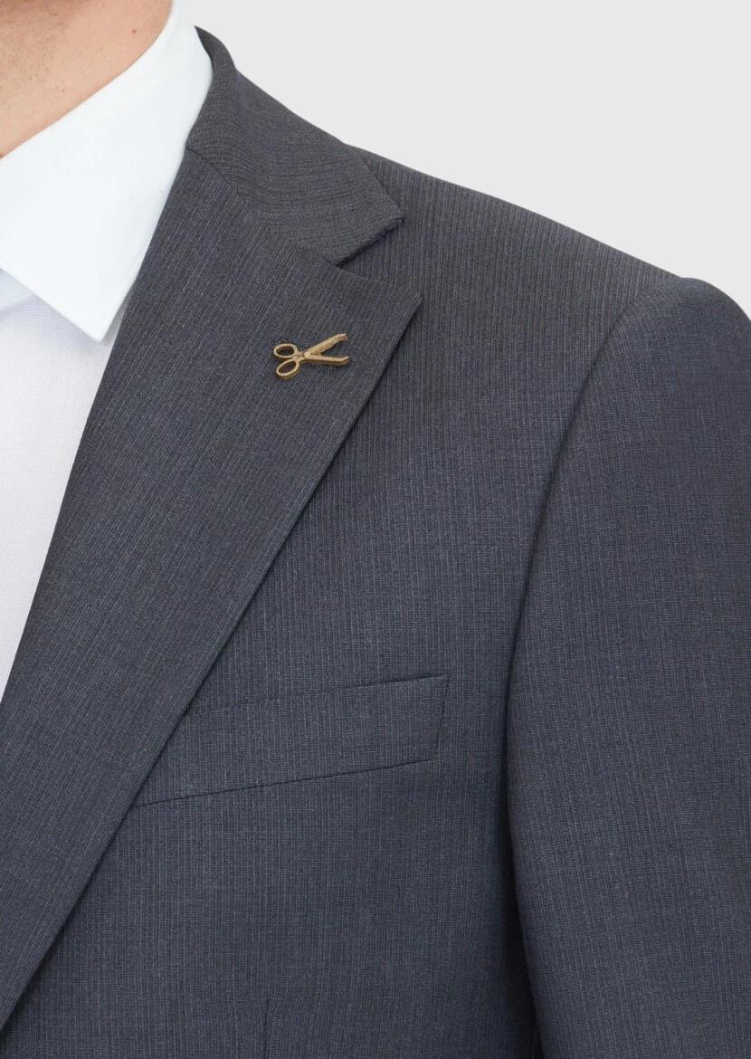 Antrasit Mikro Modern Fit Yün Karışımlı Takım Elbise - 4