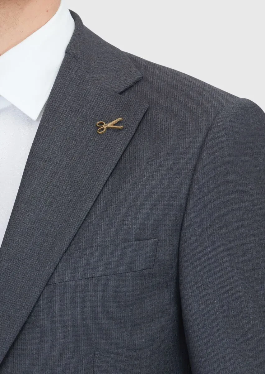 Antrasit Mikro Modern Fit Yün Karışımlı Takım Elbise - 4