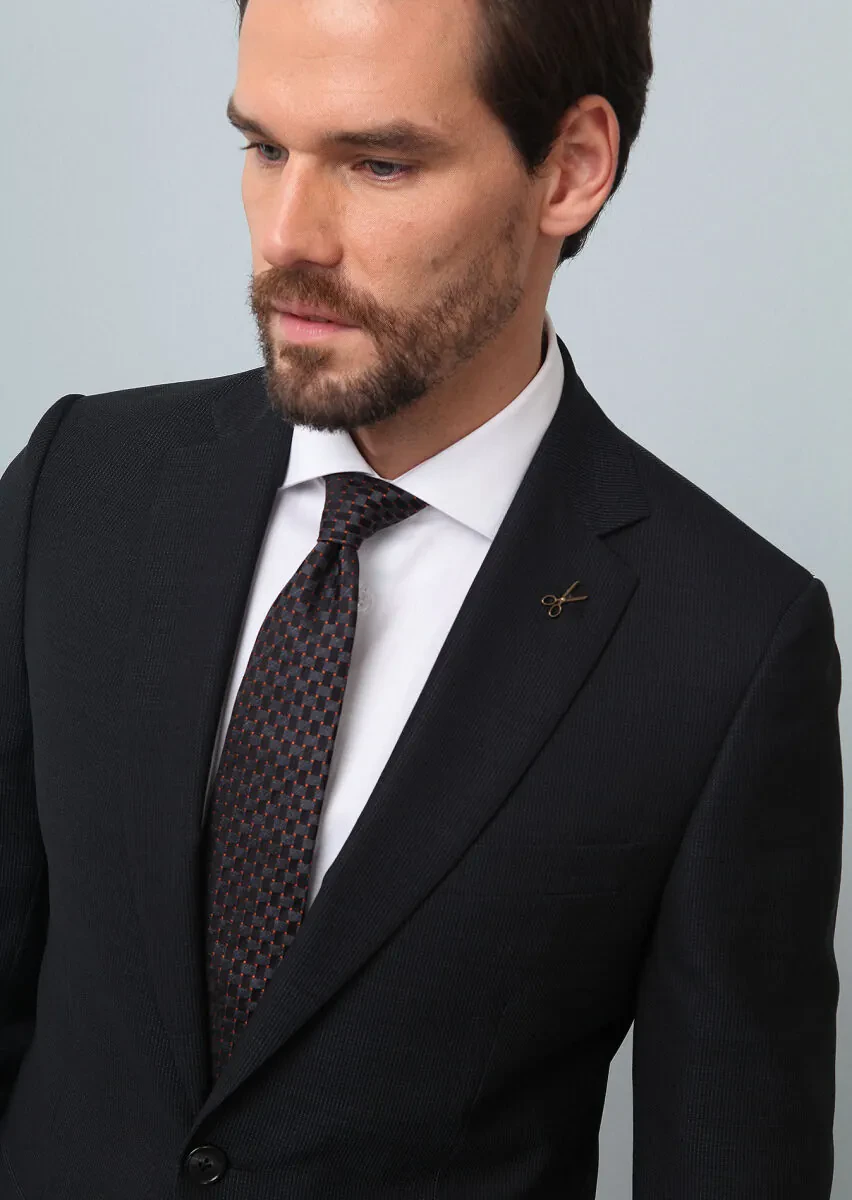 Antrasit Mikro Thin&taller Slim Fit %100 Yün Takım Elbise - 3