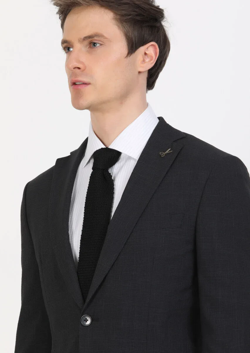 Antrasit Mikro Zeroweight Slim Fit İpek Karışımlı Takım Elbise - 2