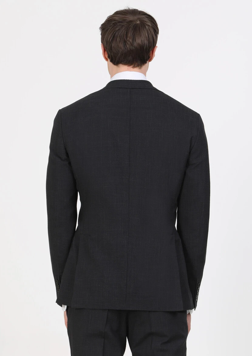 Antrasit Mikro Zeroweight Slim Fit İpek Karışımlı Takım Elbise - 4