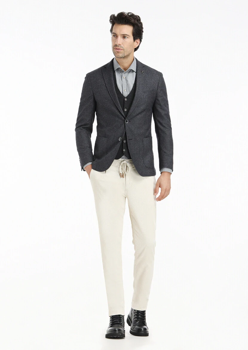 Antrasit Mikro Zeroweight Slim Fit Yün Karışımlı Ceket - 1