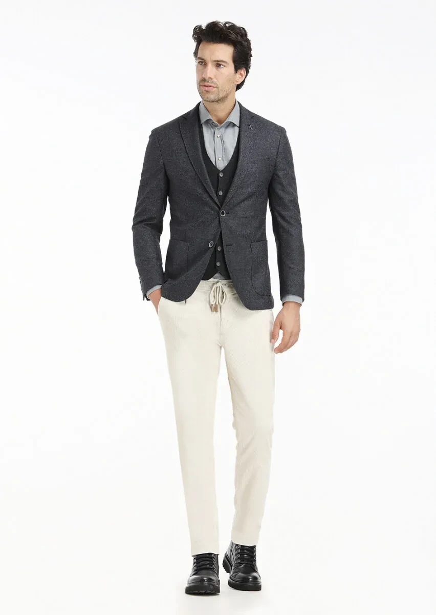 Antrasit Mikro Zeroweight Slim Fit Yün Karışımlı Ceket - 1