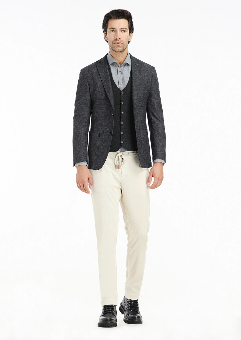 Antrasit Mikro Zeroweight Slim Fit Yün Karışımlı Ceket - 4