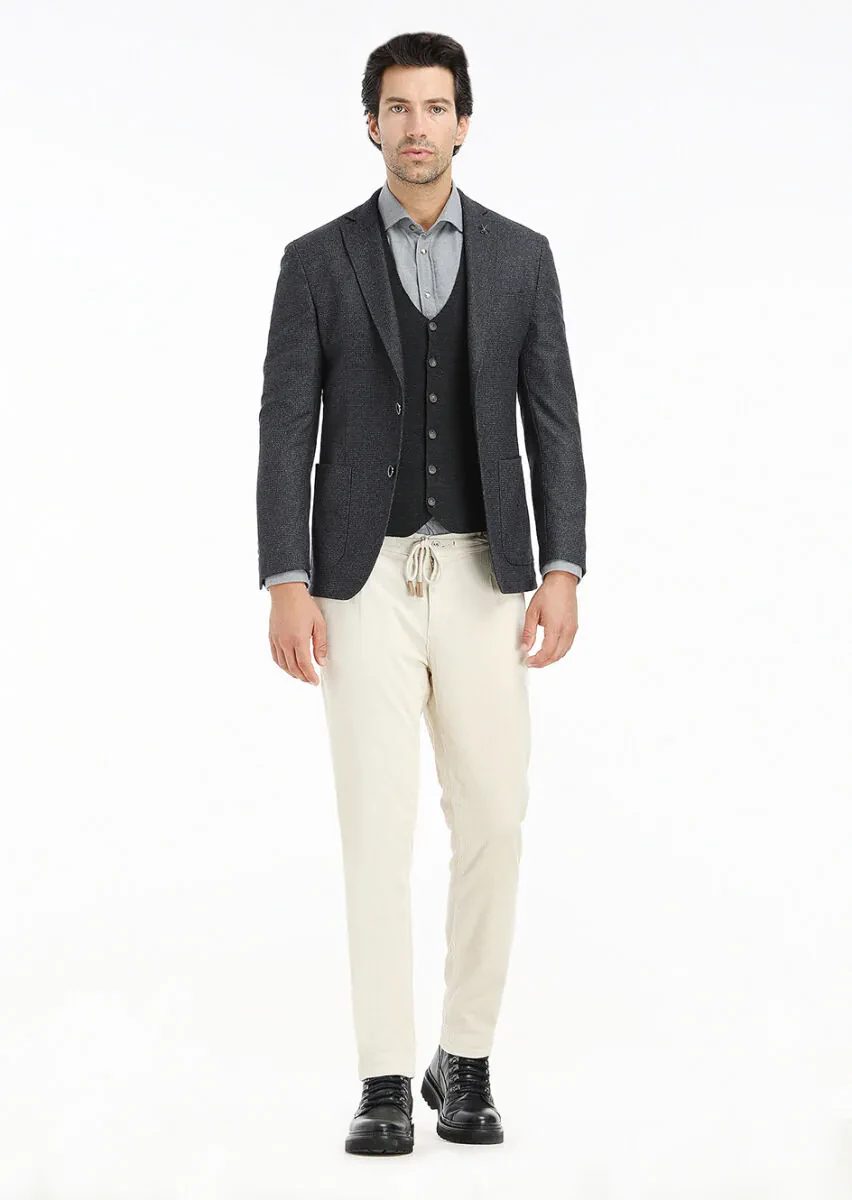 Antrasit Mikro Zeroweight Slim Fit Yün Karışımlı Ceket - 4