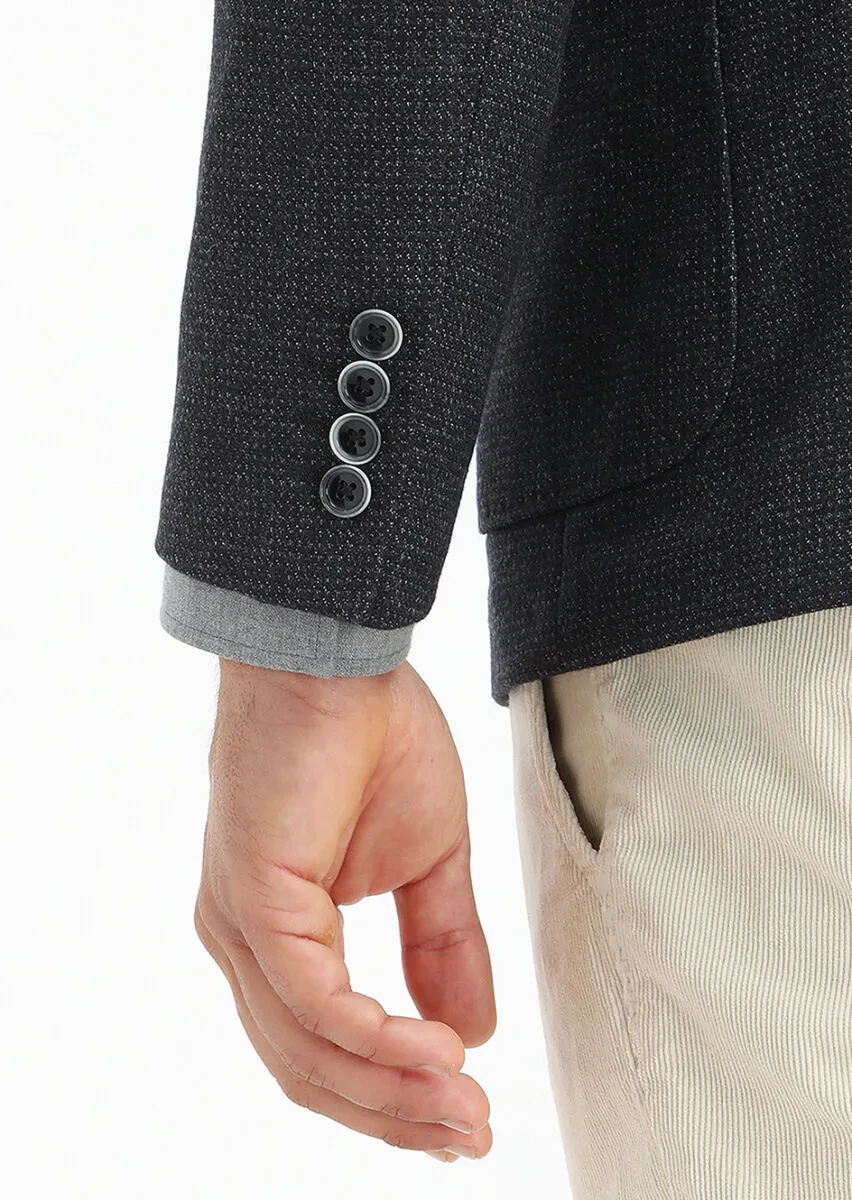 Antrasit Mikro Zeroweight Slim Fit Yün Karışımlı Ceket - 5