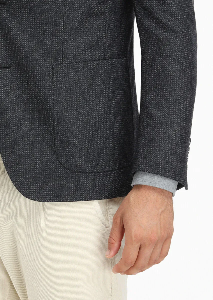 Antrasit Mikro Zeroweight Slim Fit Yün Karışımlı Ceket - 6