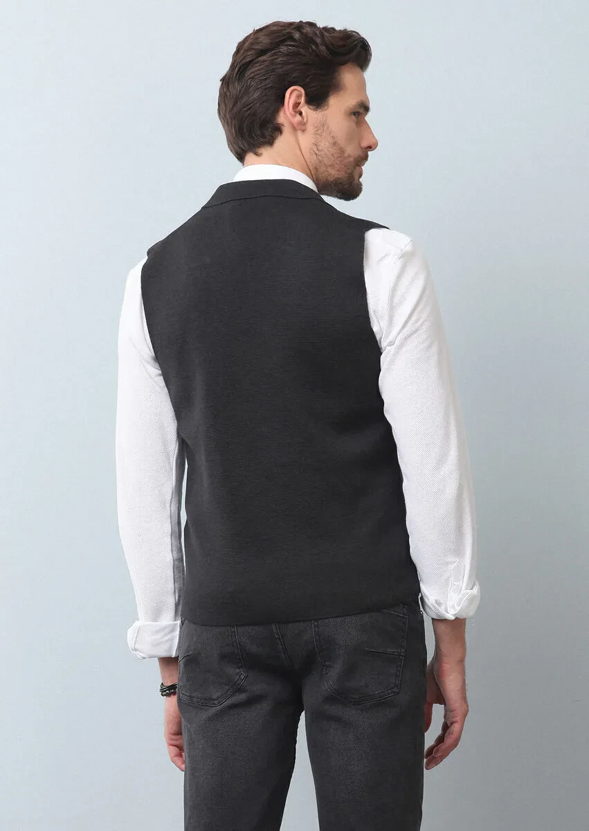 Antrasit Regular Fit Casual Örme Triko Yelek - 5
