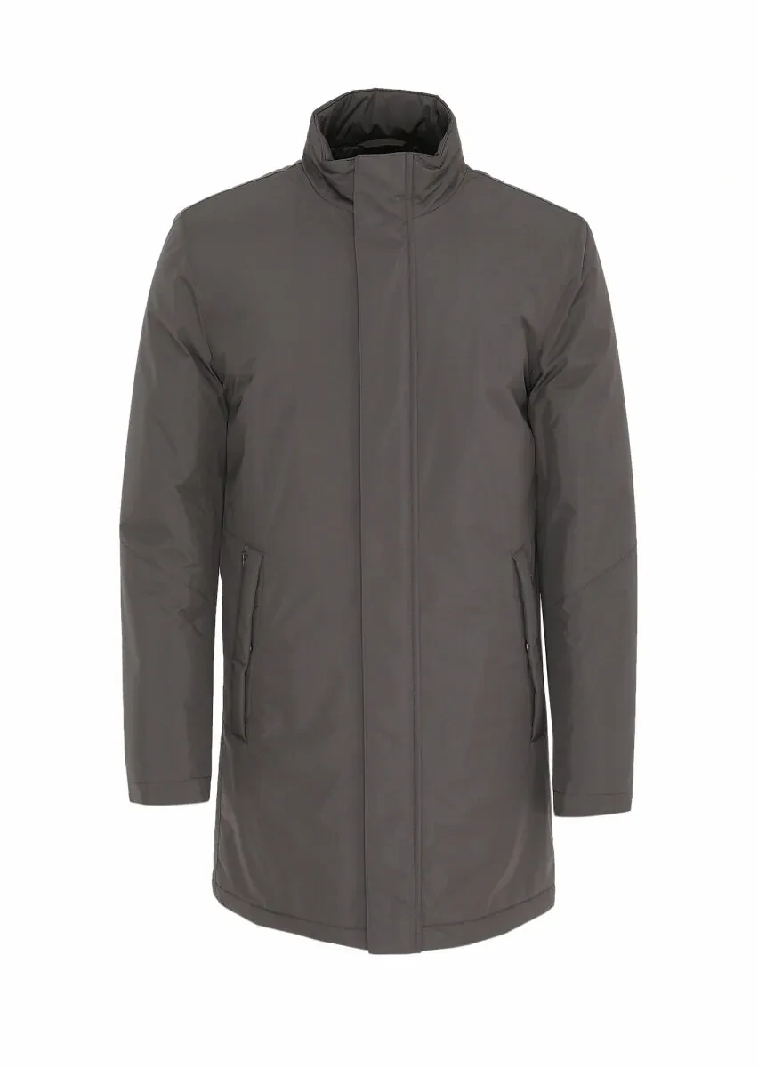 Antrasit Regular Fit Dik Yaka Casual Dokuma Kaban - 1