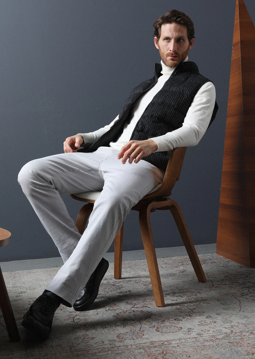 Antrasit Regular Fit Dik Yaka Casual Örme Spor Yelek - 2