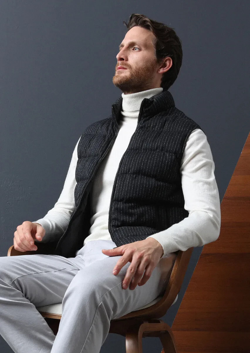 Antrasit Regular Fit Dik Yaka Casual Örme Spor Yelek - 4