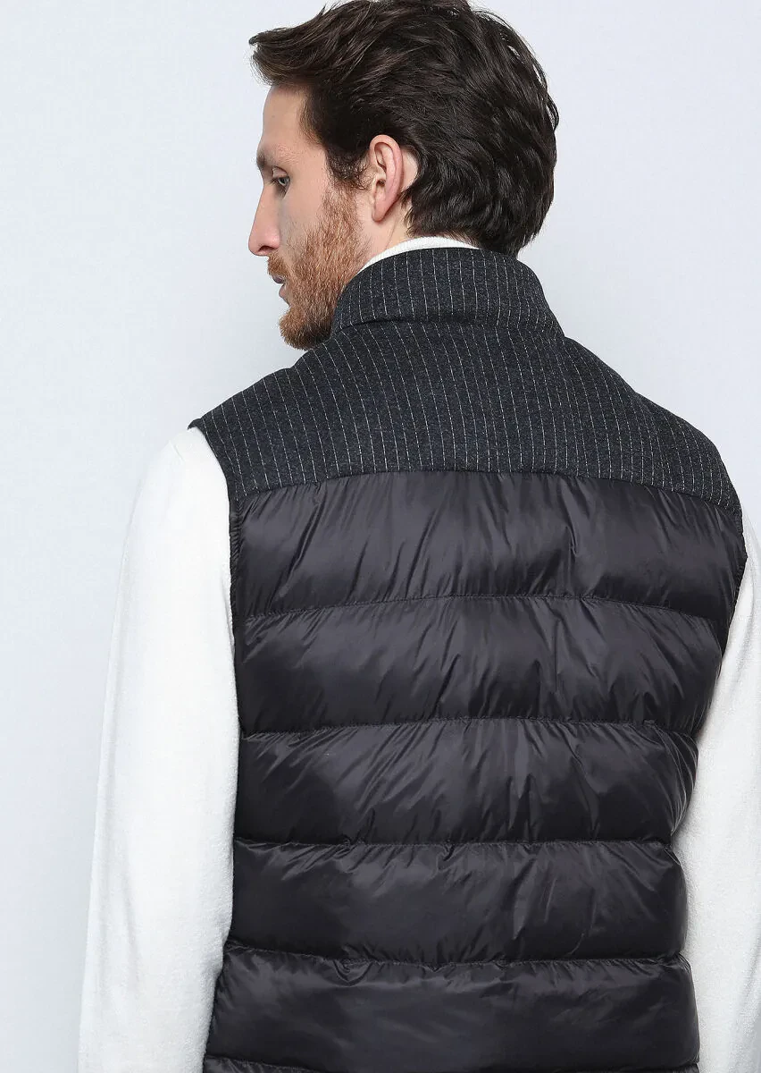 Antrasit Regular Fit Dik Yaka Casual Örme Spor Yelek - 5