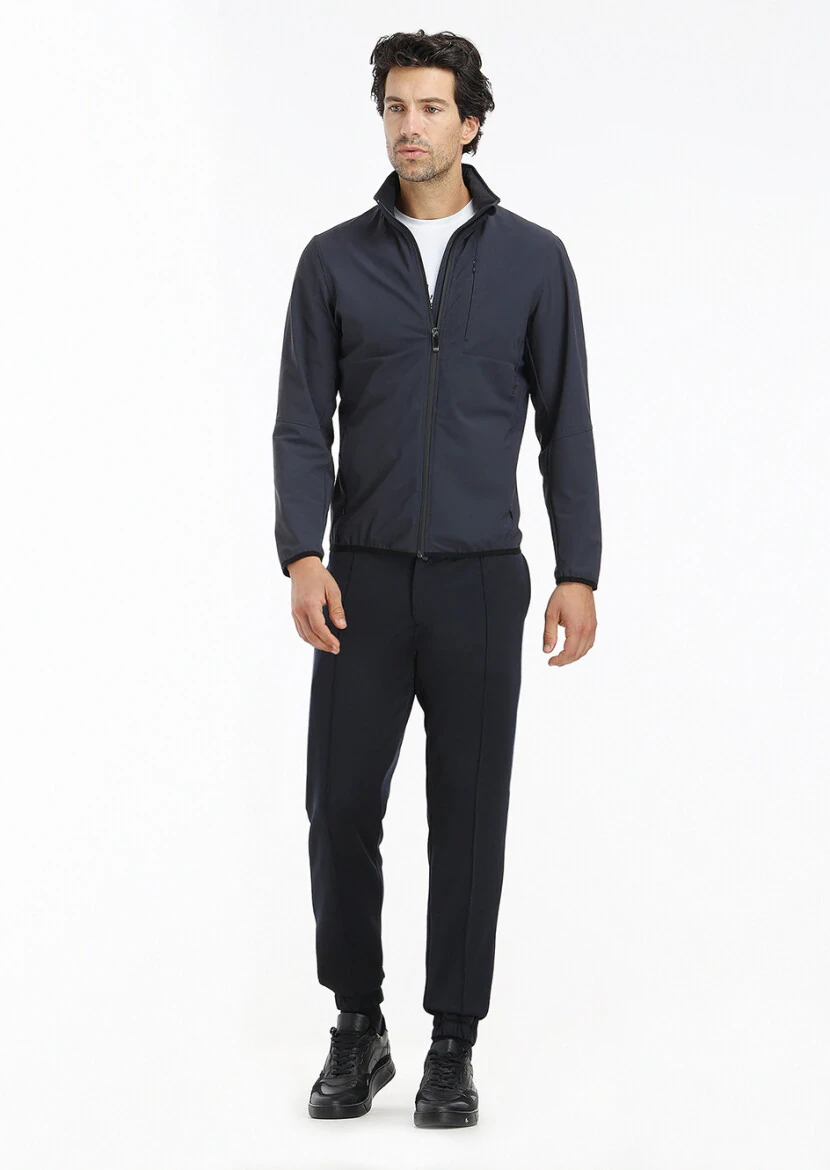 Antrasit Regular Fit Gizli Kapüşon Casual Dokuma Mont - 1