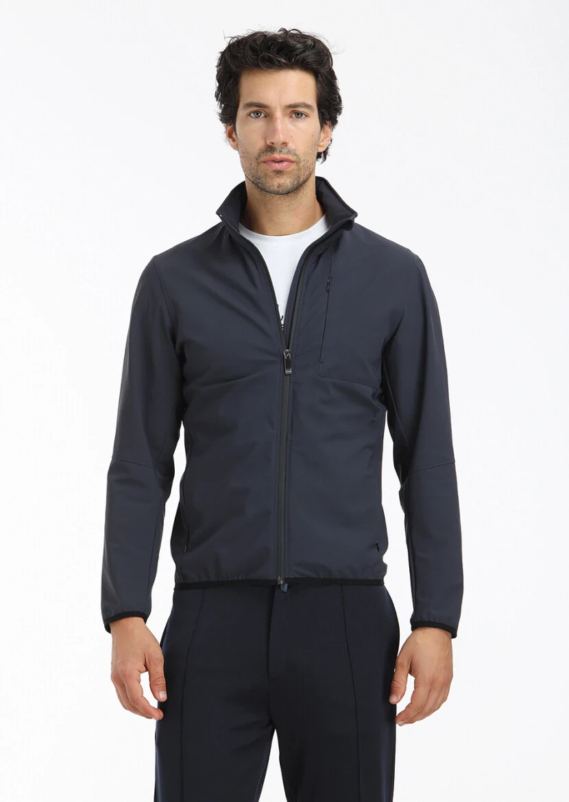 Antrasit Regular Fit Gizli Kapüşon Casual Dokuma Mont - 3