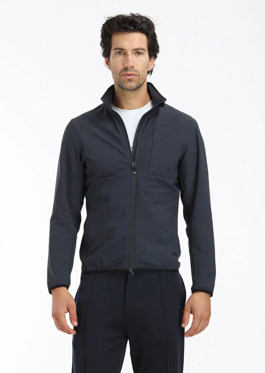 Antrasit Regular Fit Gizli Kapüşon Casual Dokuma Mont - 3