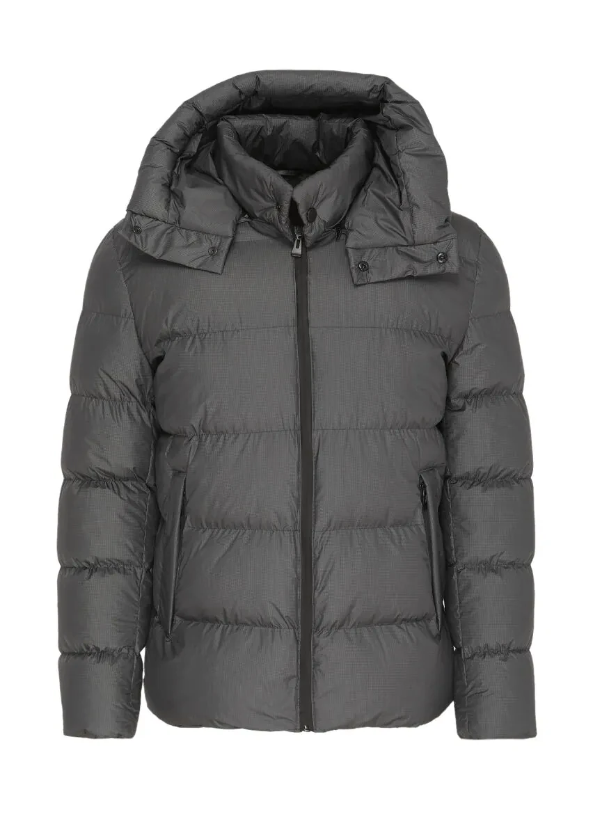 Antrasit Regular Fit Kapüşonlu Casual Dokuma Mont - 6