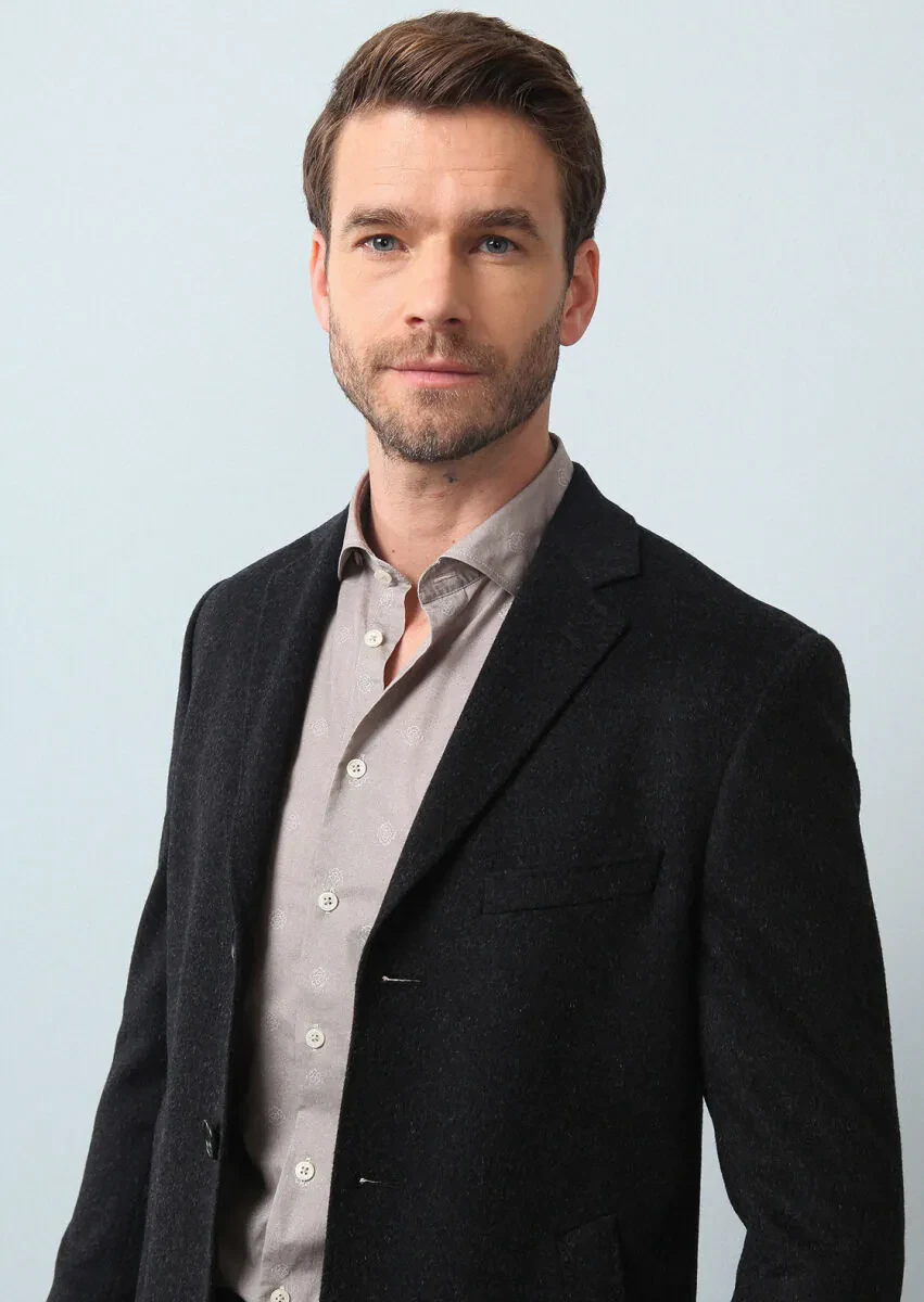 Antrasit Regular Fit Kelebek Yaka Klasik Dokuma Palto - 4