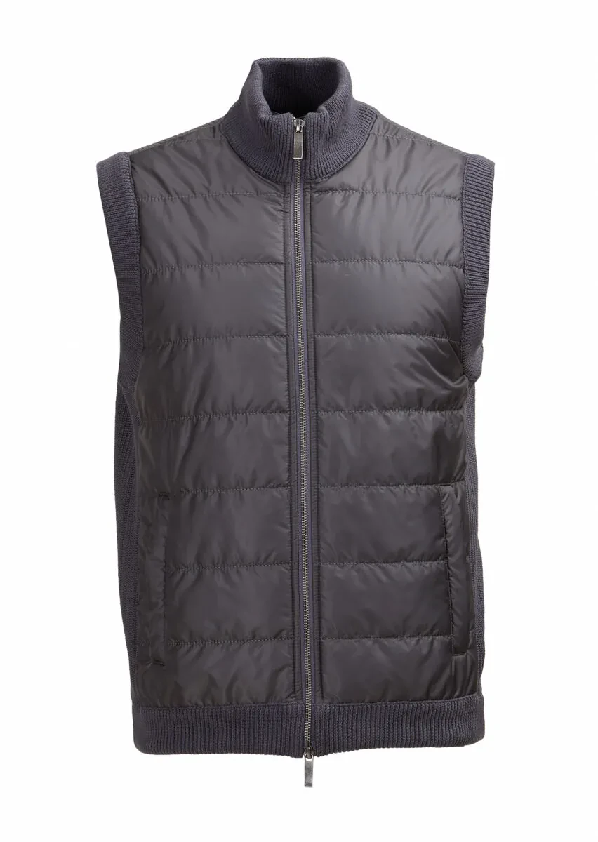 Antrasit Regular Fit Yarım Balıkçı Yaka Casual Örme Triko Yelek - 1