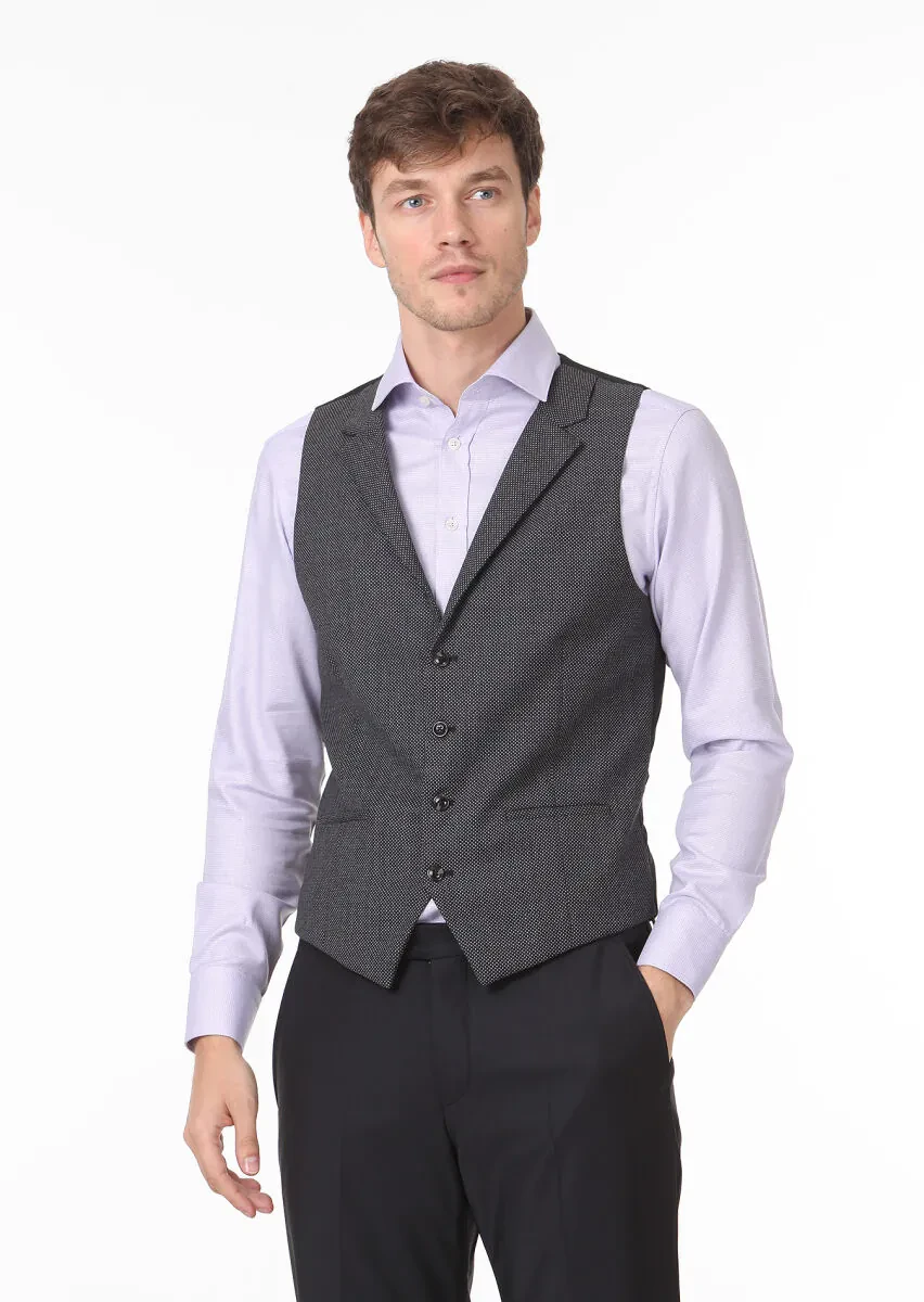 Antrasit Slim Fit Kelebek Yaka Casual Yelek - 1