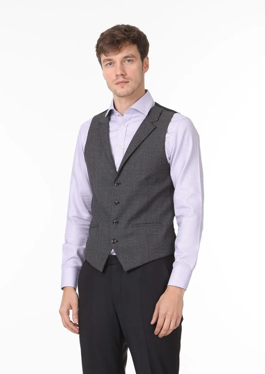 Antrasit Slim Fit Kelebek Yaka Casual Yelek - 2