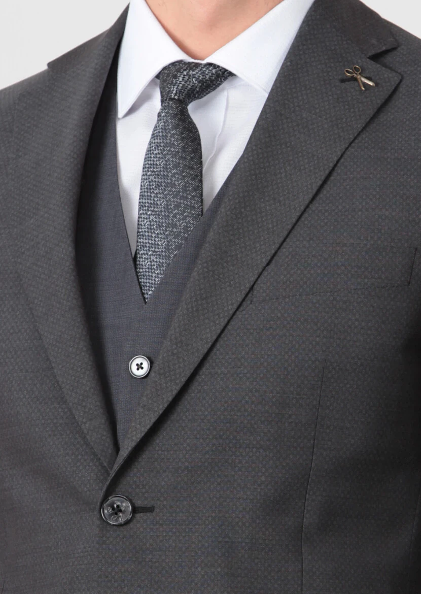 Antrasit Yelekli Takım Elbise - 4