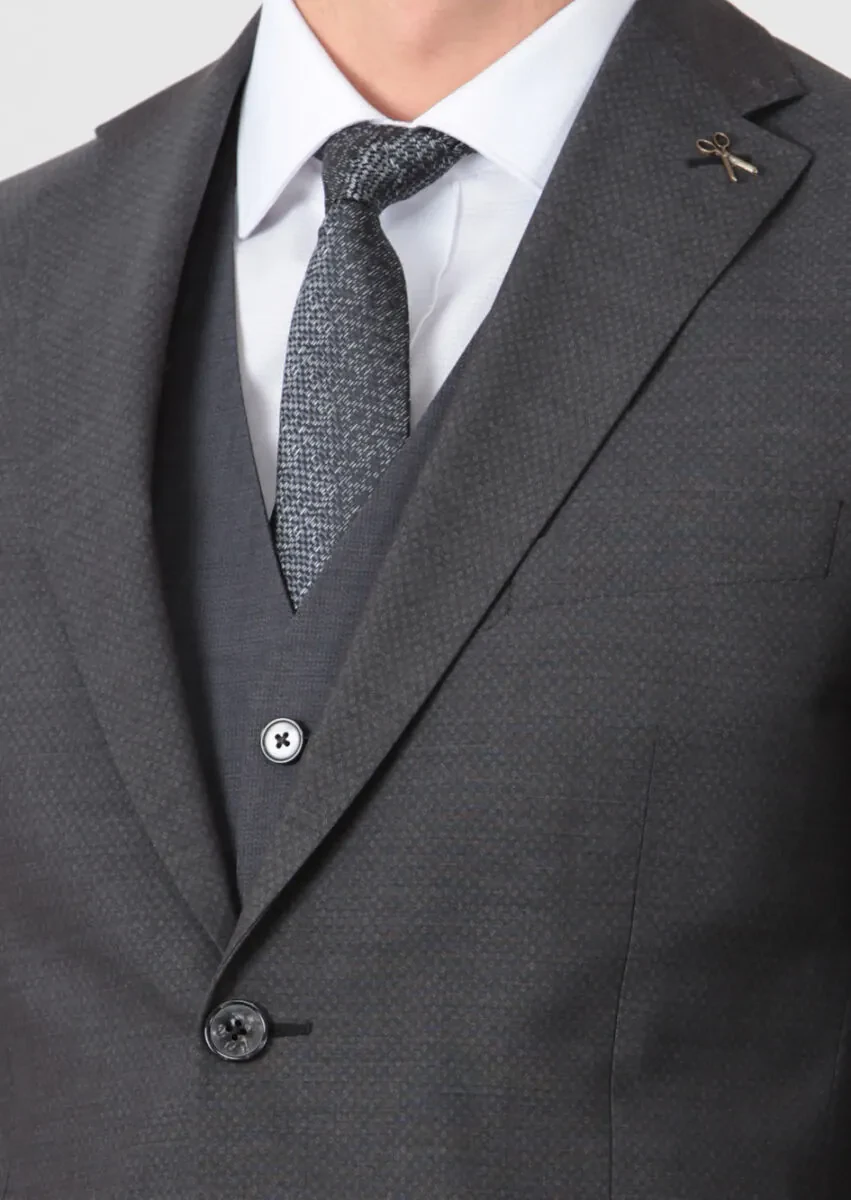 Antrasit Yelekli Takım Elbise - 4